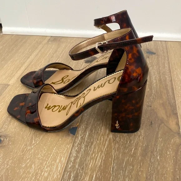 Daniella patent tortoise leather block sandal heels Sam Edelman Daniella Black/Brown Tortoise Patent - Walmart.com main image 4